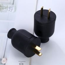 泰國跨境電商外貿泰國圓型電源插頭公母二插頭老撾黑色插頭電源