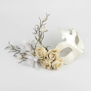 ɫˇWhite Mask with Flowers Party Venetian Mask