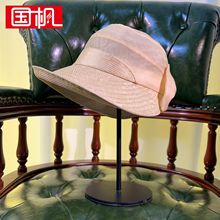 國楓批發新品夏季高級天絲遮陽漁夫帽優雅透氣真絲卷邊太陽女帽子