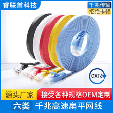 批發六類CAT6扁平網線無氧銅成品千兆電腦網絡線跳線扁線純銅8芯