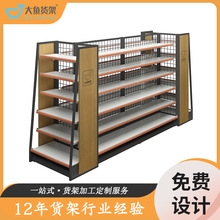文具零食便利店超市貨架展示架商超葯店單雙面中島鋼木置物架批發
