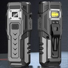 跨境新款LED多功能磁吸強光手電筒 戶外應急照明充電寶汽修工作燈