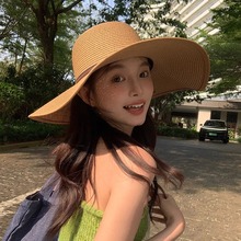 2025外貿款高版夏天沙灘草帽女夏海邊度假大帽檐防曬遮陽太陽帽子