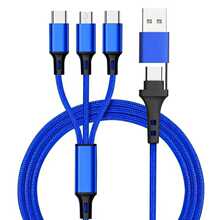 聚焦多USB充電電纜3A 4合1快速充電器線連接線，帶電話C型微型USB