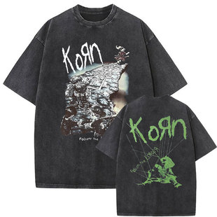 Washed Vintage Rock Band Korn Ftl 25 Follow The Leader T Shi