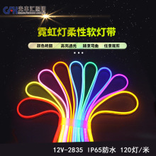 霓虹燈硅膠柔性防水花園燈條燈帶rgb套裝220V霓虹燈條led氛圍燈