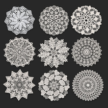 跨境熱銷 綉花杯墊 圓形蕾絲隔熱碗墊 鏤空餐墊 民族風家居桌墊