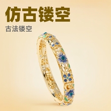 網紅爆款景泰藍手鐲時尚個性民族風琺琅鏤空掐絲鍍真金旗袍首飾