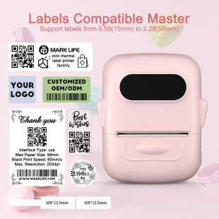 P50 Mini Printer Portable Inkless Thermal Label Printer