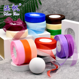 工廠現貨0.3cm—4cm細邊雪紗絲帶禮品包裝透明雪紗織帶玻璃紗絲帶