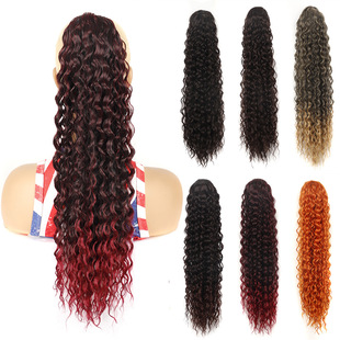 16寸22寸30寸Curl Hair Ponytail外貿假發馬尾圓網拉繩長卷發馬尾