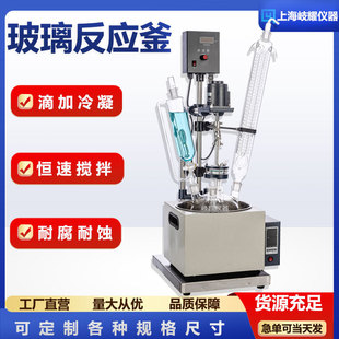 小型立式單層玻璃反應釜蒸餾結晶防爆耐高低溫高硼硅反應器實驗室