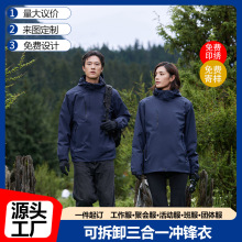 三合一沖鋒衣定制工作服印字logo三防工裝企業4S店員工團體文化衫