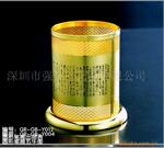 供应工艺品 金属工艺品圆形笔筒 办公用品强人金卡