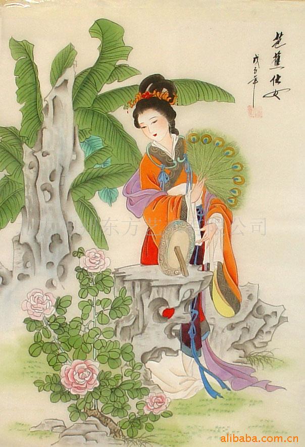 国画人物画工笔仕女 绢画美人装饰画 字画礼品画