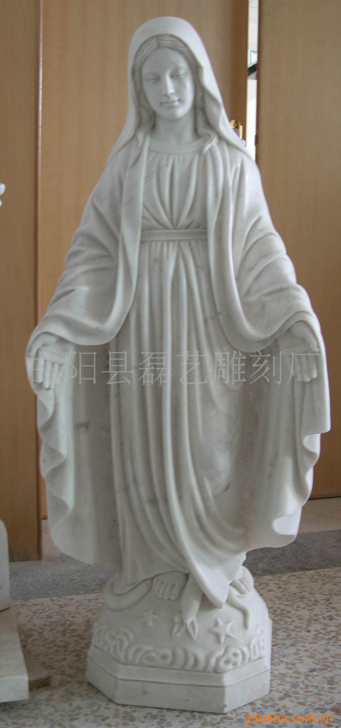 厂家长期订做圣母玛利亚汉白玉石雕 天主教/基督教/耶稣圣像石雕