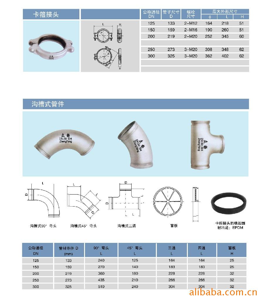 沟槽式管件/卡压式不锈钢管件/卡压式不锈钢管材