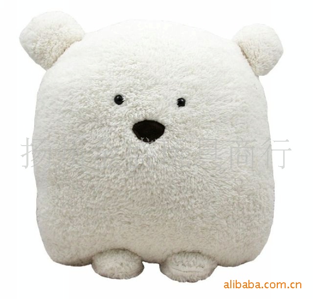 供应 正版- hr广告款大脸方熊情侣抱枕靠垫 填充毛绒玩具