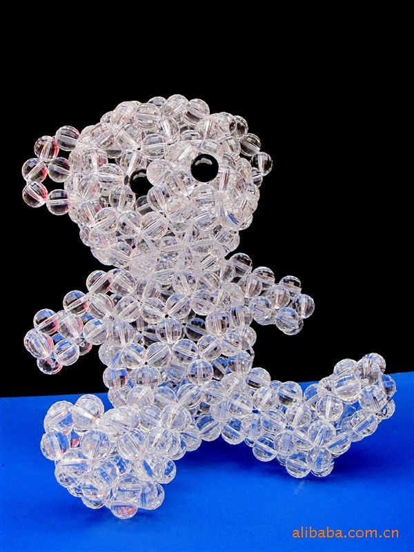 diy串珠成品泰迪熊 创意手工.