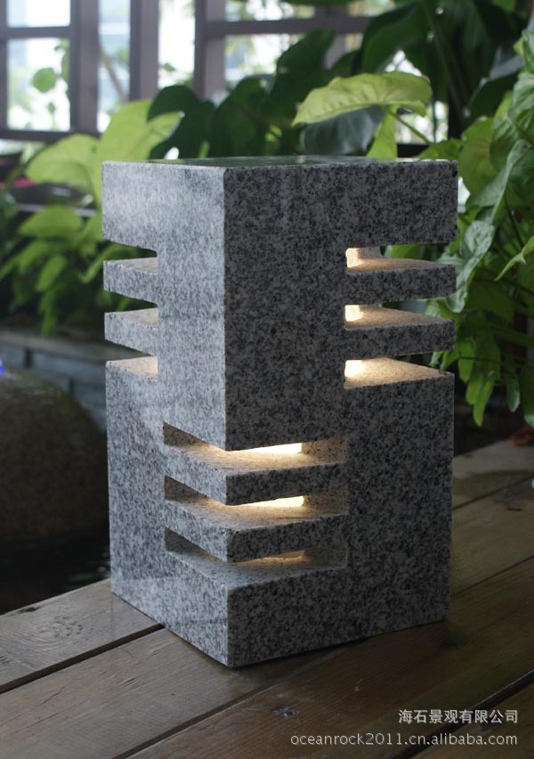 庭院小石灯 石头景观灯 石雕灯笼 镂空石灯图片_2