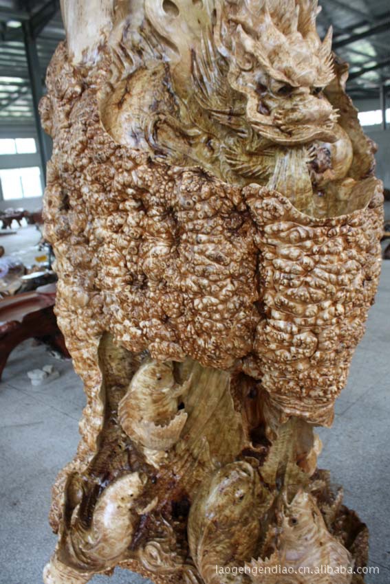 缅甸黄金樟根雕摆件 木雕工艺品.