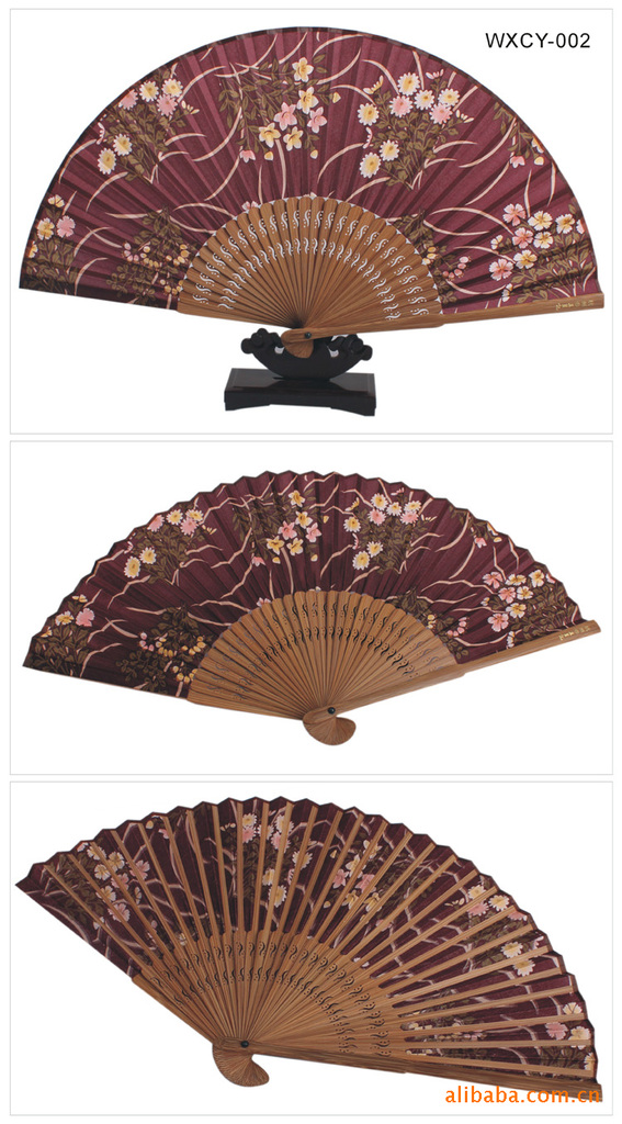 老字号杭州王星记扇子 时尚印花真丝扇 女扇 清凉折扇02# 品牌:王星记