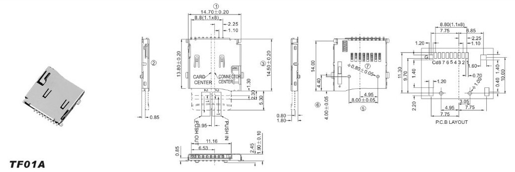 厂家供应tf卡座自弹卡座 sd卡座 手机内存卡座