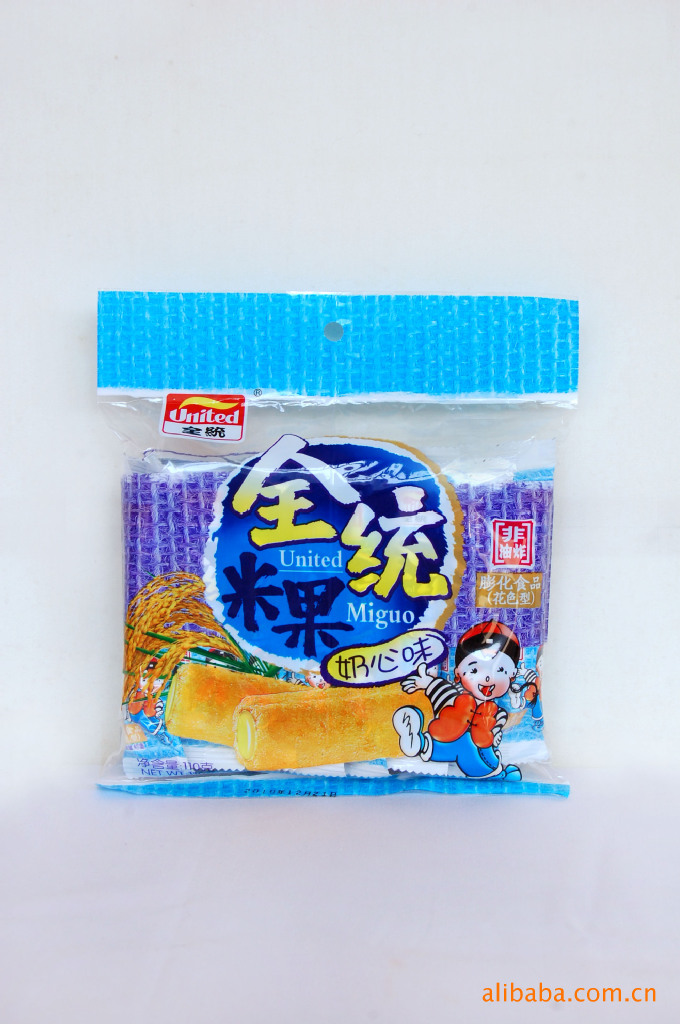 大量供应 优质台湾美食 110克全统米果 奶心味_膨化脆食_第一枪