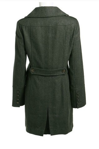 军绿色双排扣军装风中长款冬季时尚女式大衣