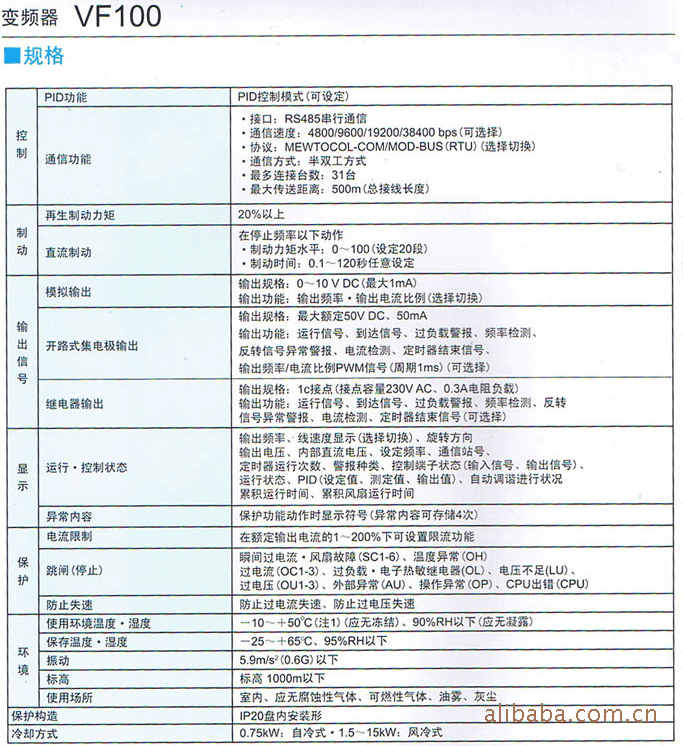 松下变频器参数表图片