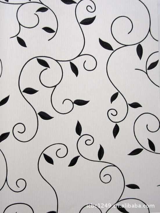 绿之韵墙纸pvc压花印花套印叶子卷草纹图案卧室壁纸