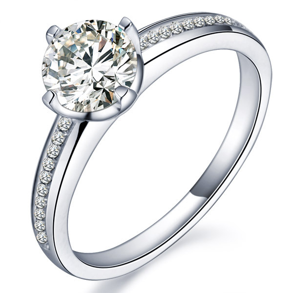 专柜正品 18k白金70分 ij色南非钻石女戒指钻戒婚戒