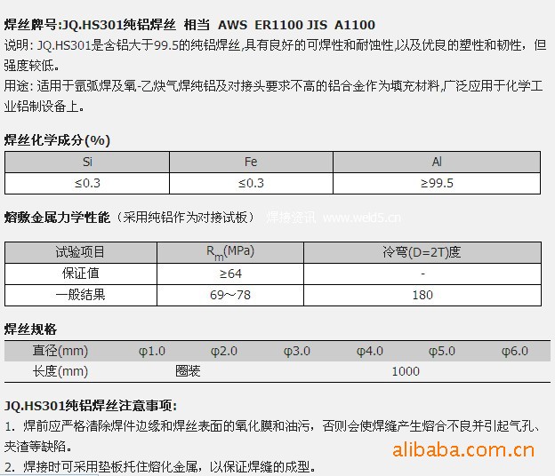 jq hs 301 焊丝 焊条
