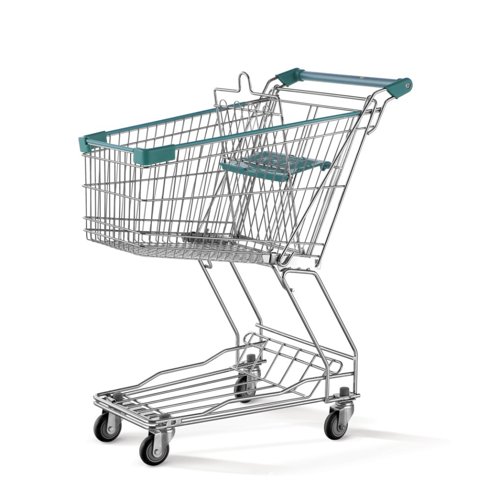 超市购物车 90升人字脚购物车图片_6
