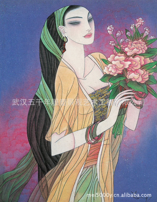 景泰蓝工艺画 diy材料包 大材料包 装饰人物6