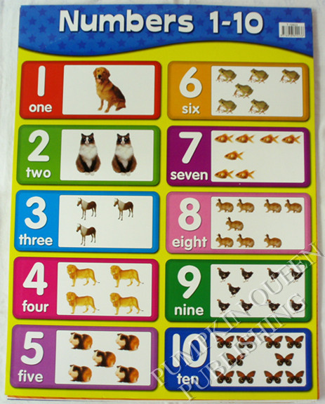 早教幼儿园英语学习1-10数字单词小挂图批发t19923儿童挂图