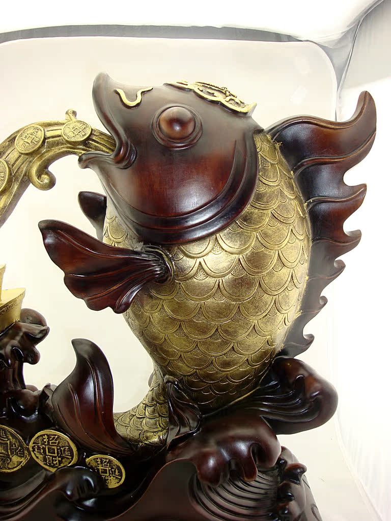 树脂工艺品/动物家居摆设/温居开业礼品/招财吉祥元宝鲤鱼摆件
