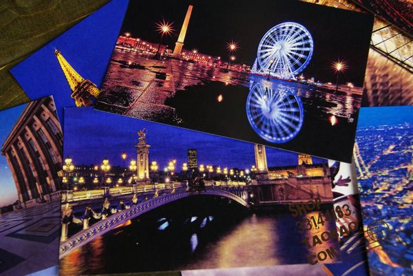法国白天夜里100个巴黎梦 paris鱼眼大师明信片12枚入