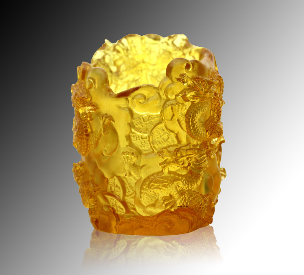 批发定制高档古法琉璃笔筒/琉璃工艺品/会议礼品