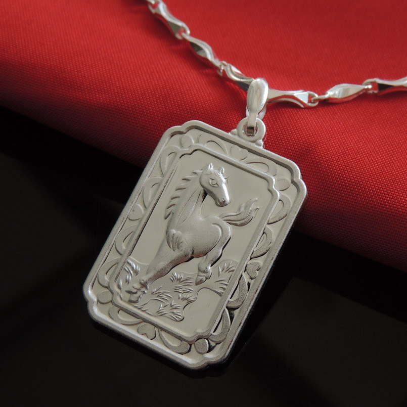 纯银s990生肖马吊坠 纯银生肖马到成功吊坠 男士吊坠 时尚流行