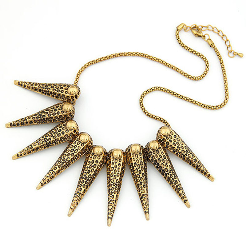 批发采购项链-欧美复古外贸项链 朋克锥形 铆钉短款项链 合金项链批发
