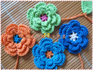 供应手勾花,手工钩花,手工钩织毛线花朵