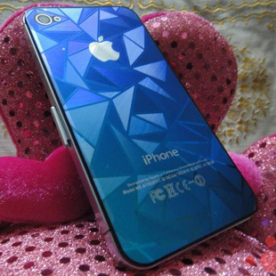 蘋果4代 彩色3d膜 藍色鑽石膜 iphone4s 鑽石膜 磨砂膜 高清保護