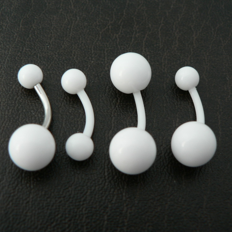 供应 热卖肚皮舞精品促销uv树脂脐环脐钉肚脐扣pa钉 白色