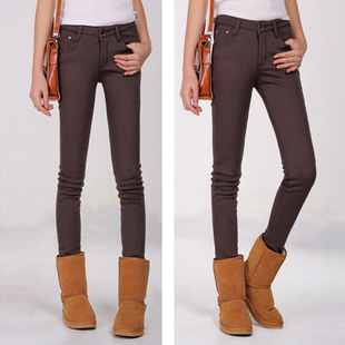 实拍2012秋冬弹力靴裤加厚牛仔裤小脚裤彩色加绒铅笔裤 188505
