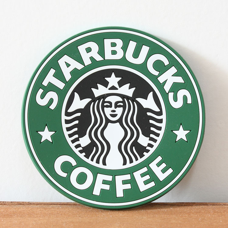 图案为星巴克经典的绿色美人鱼logo,直径为8.5厘米左右.