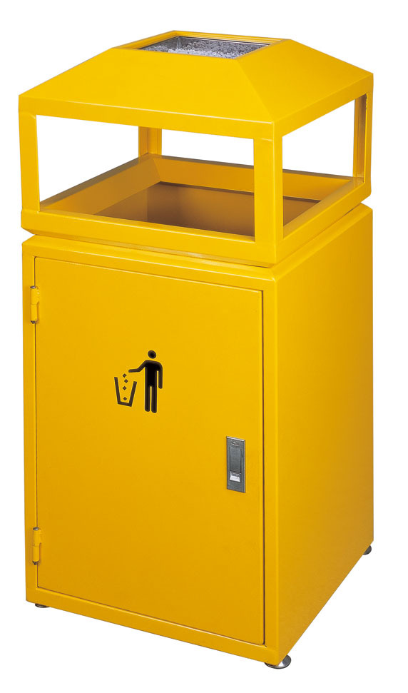 厂家直销a-092b锥形垃圾桶(中号) 铁烤漆黄色户外垃圾桶