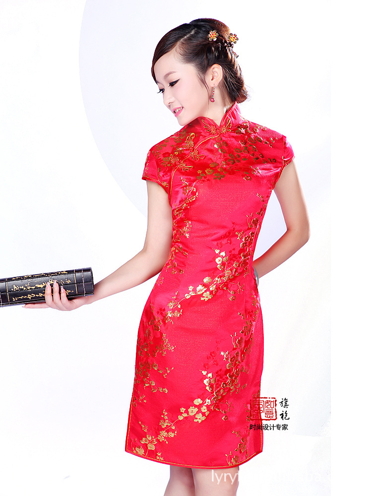 【如意风】新娘旗袍礼服 织锦缎 金丝绣蕾丝 成熟淑女