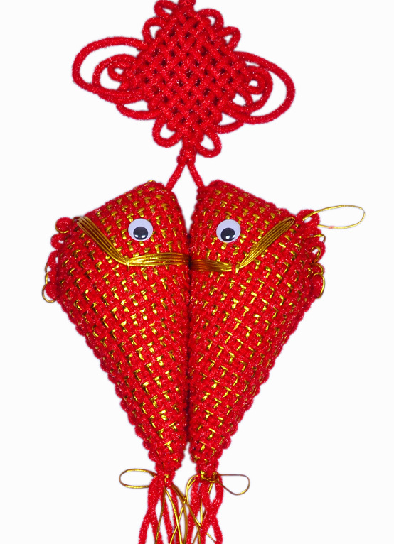 家居饰品 喜庆中国结 绒线鲤鱼挂件 华夫鱼壁挂