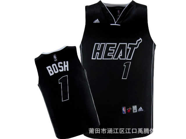 工厂直销 nba热火队1号波什刺绣黑色篮球服 球衣 一件起批